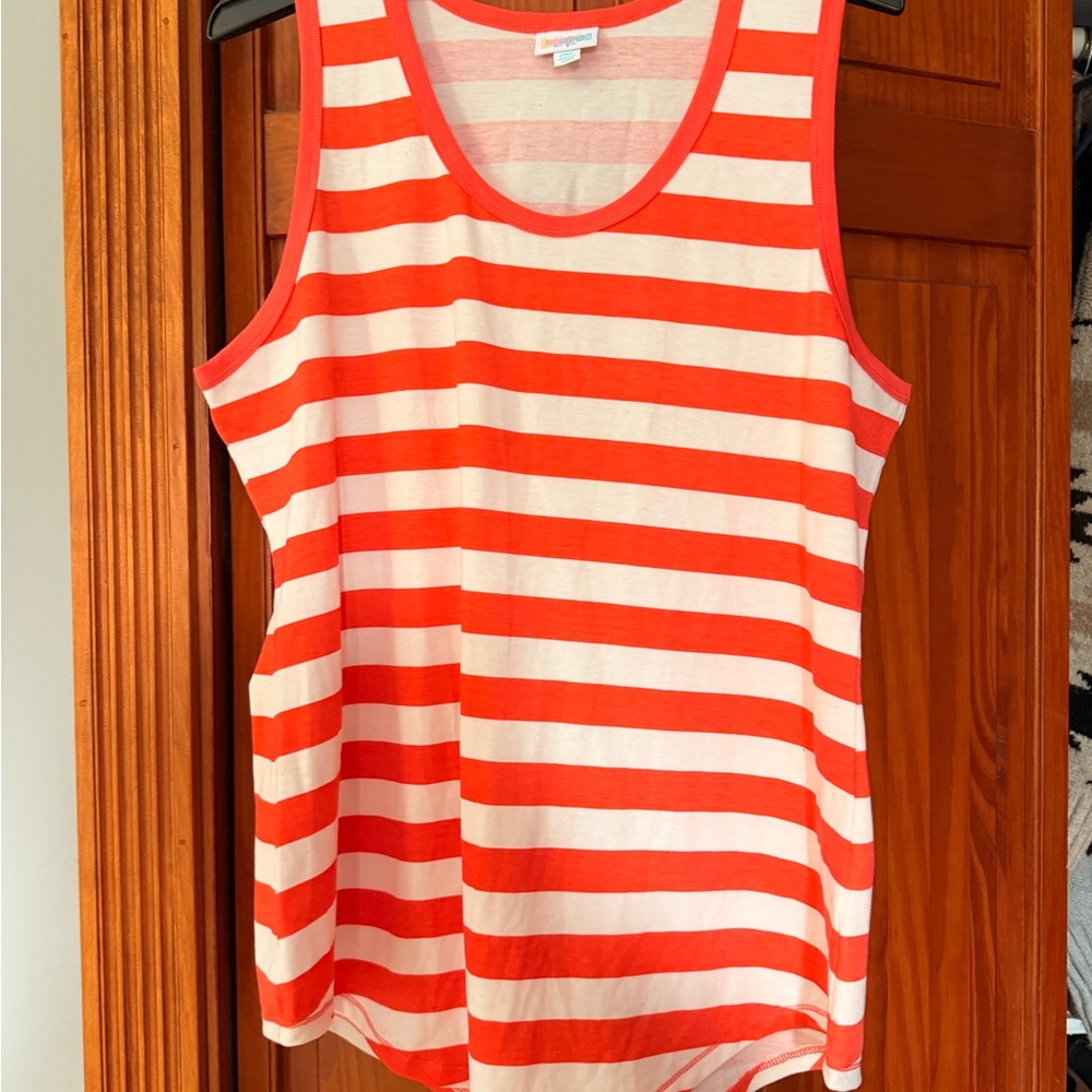 Striped Red/orange and White Tank Top - Women's Sleeveless Tee